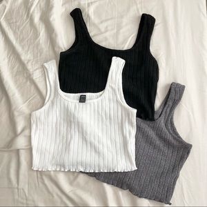 [SOLD] SHEIN Ribbed Lettuce Trim Crop Tank Top Set